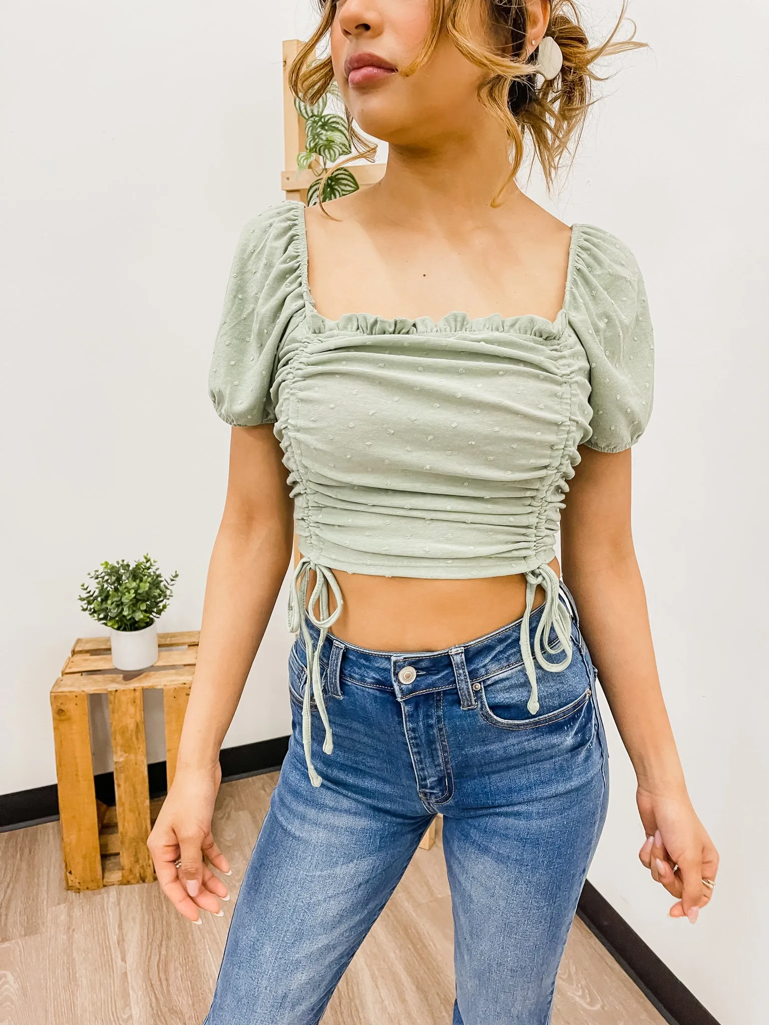 Abbie Dotted Front Ties Top