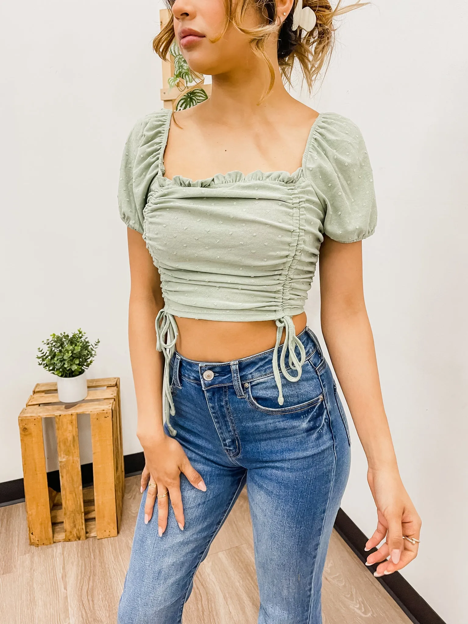 Abbie Dotted Front Ties Top
