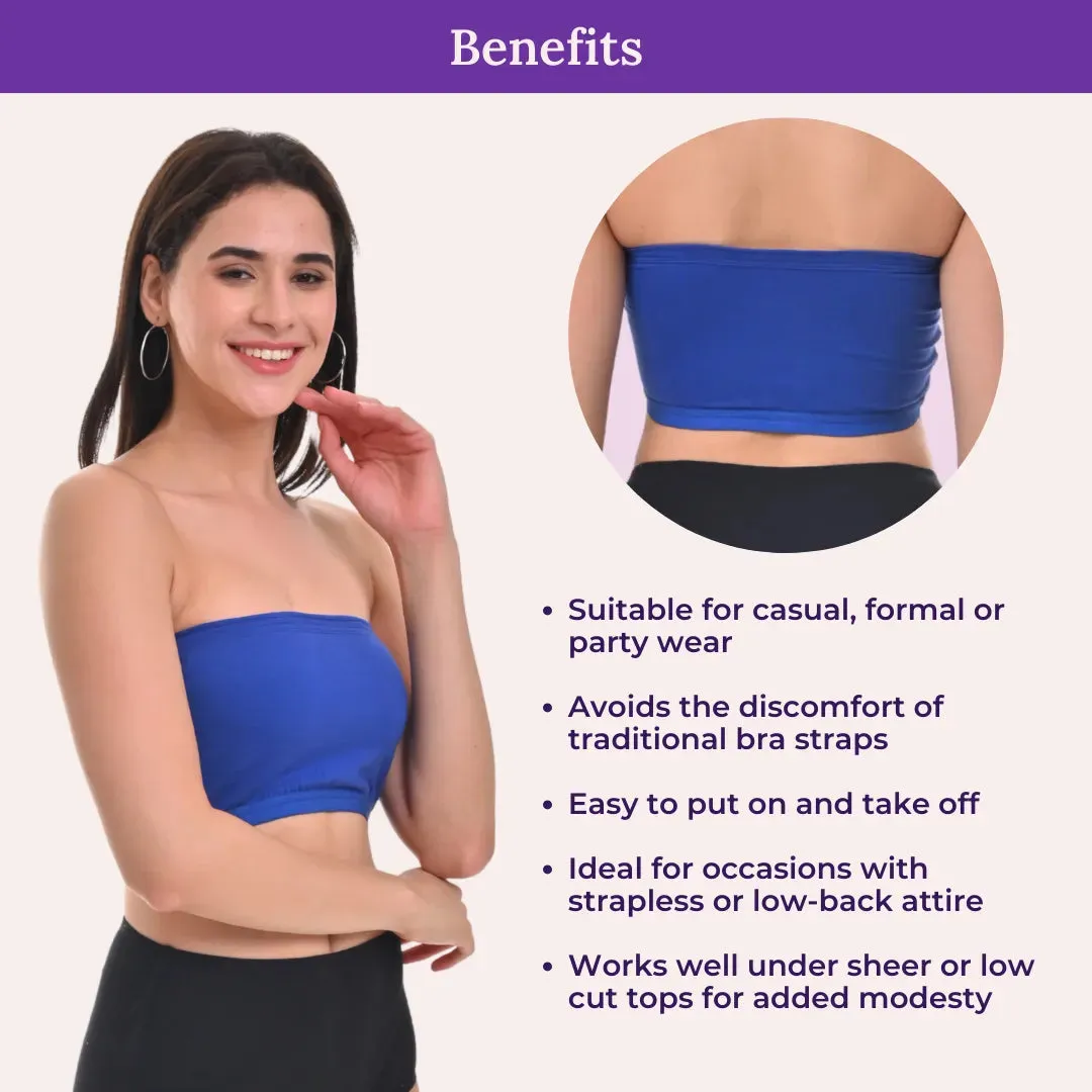Bandeau/Tube Bra For Women | Strapless Bra | Silicone Anti-Slip Band | Triple Layer Front Panel | Conceals Visibility Of Nipples | Pack Of 3