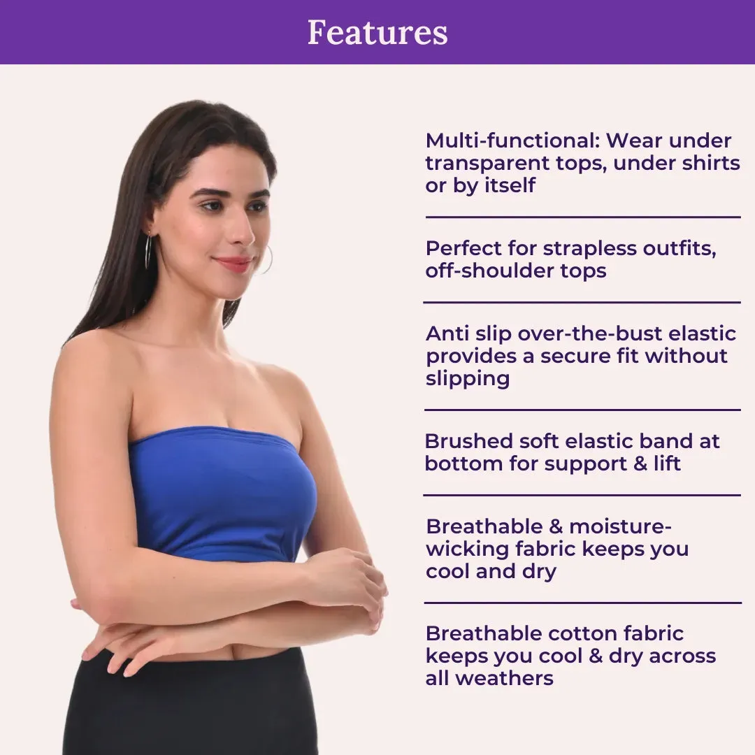 Bandeau/Tube Bra For Women | Strapless Bra | Silicone Anti-Slip Band | Triple Layer Front Panel | Conceals Visibility Of Nipples | Pack Of 3