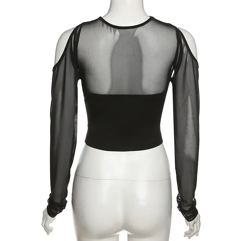 BLACK LONG SLEEVE CROP TOP CORSET