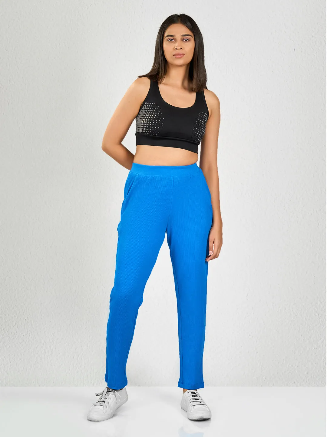 Blue Solid RB Track Pant