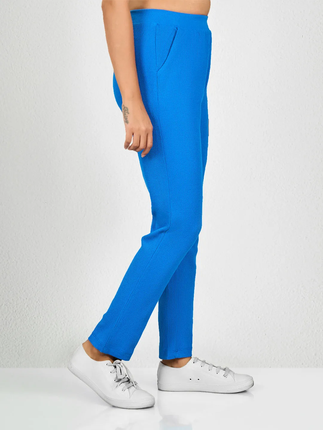 Blue Solid RB Track Pant