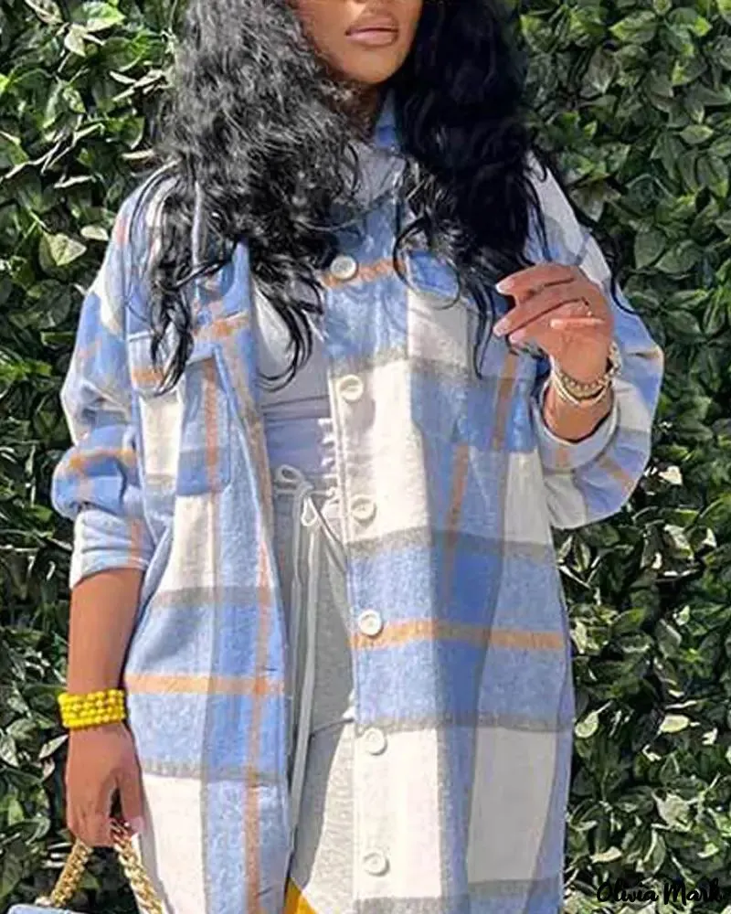 Deanwangkt - Checked buttoned long jacket
