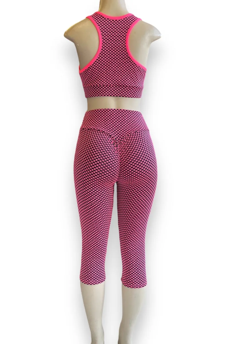 Fishnet Sports Bra and Capri Leggings Set