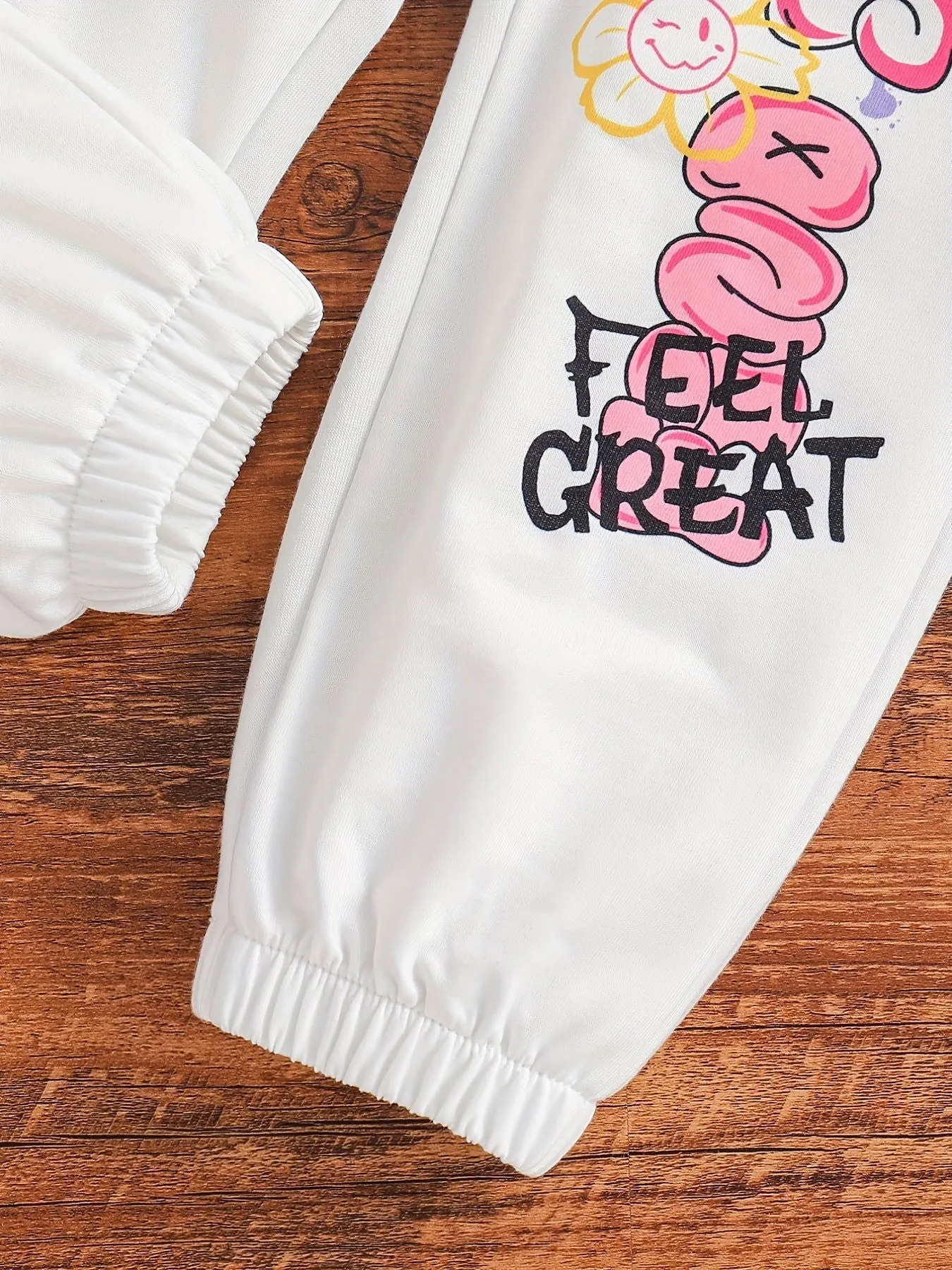 Hooded Graffiti Bear Print 2Pcs Toddler Girl Tracksuits