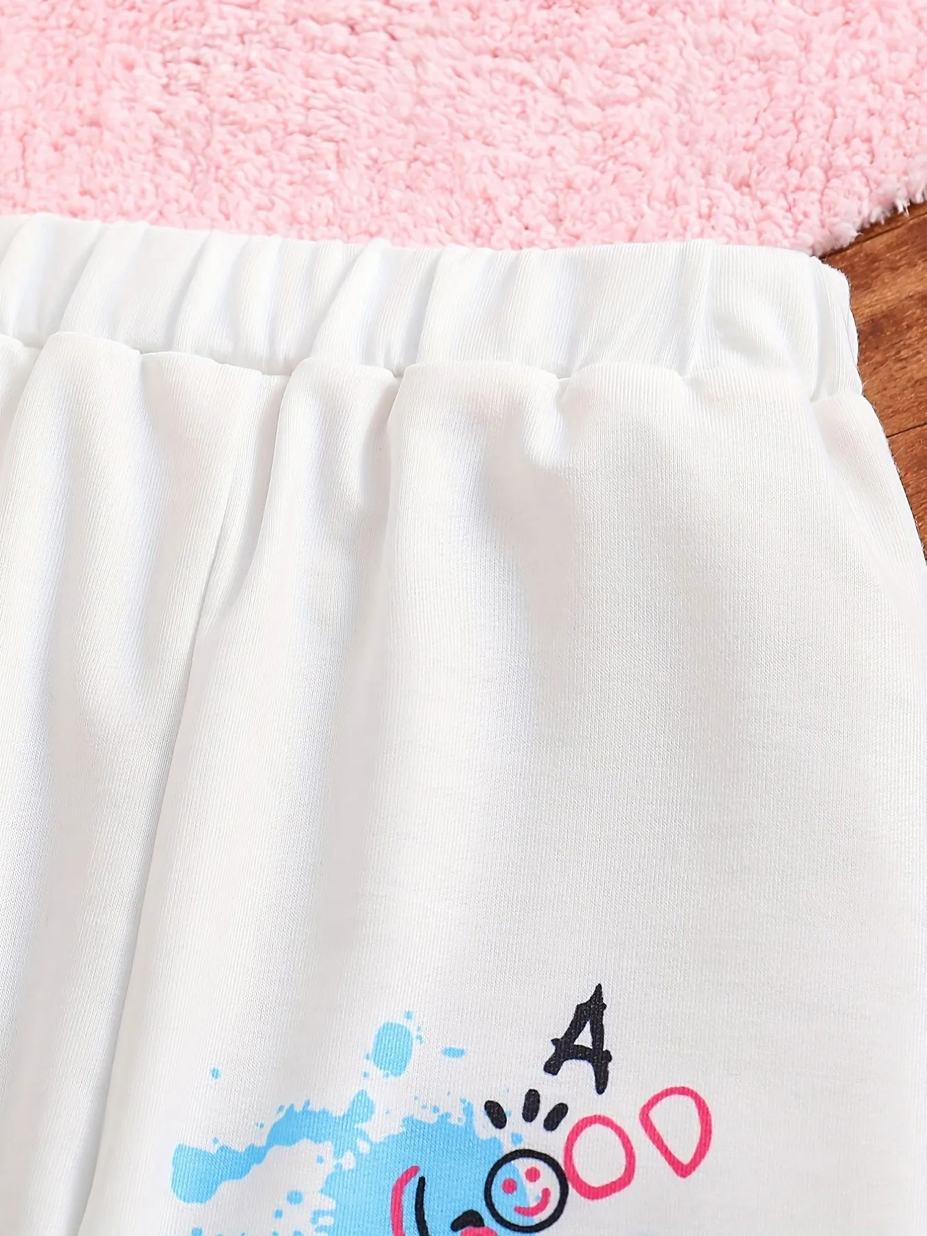 Hooded Graffiti Bear Print 2Pcs Toddler Girl Tracksuits