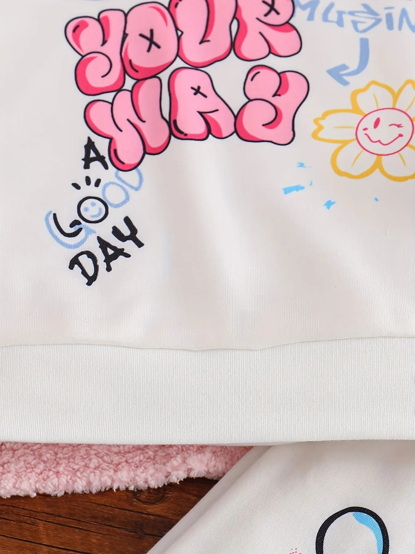 Hooded Graffiti Bear Print 2Pcs Toddler Girl Tracksuits