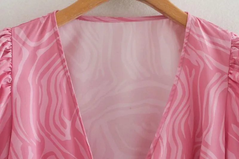 PRINT BOW TIE SASHES BLOUSE