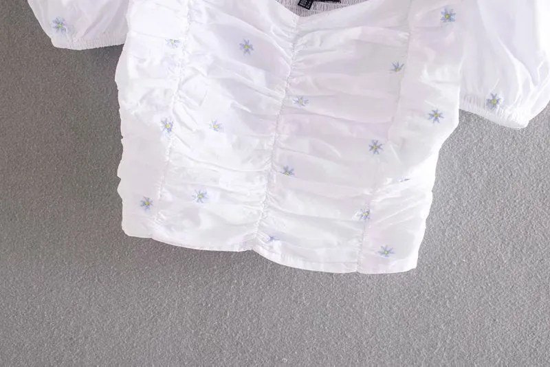 PUFF SLEEVE FLORAL CROP TOP