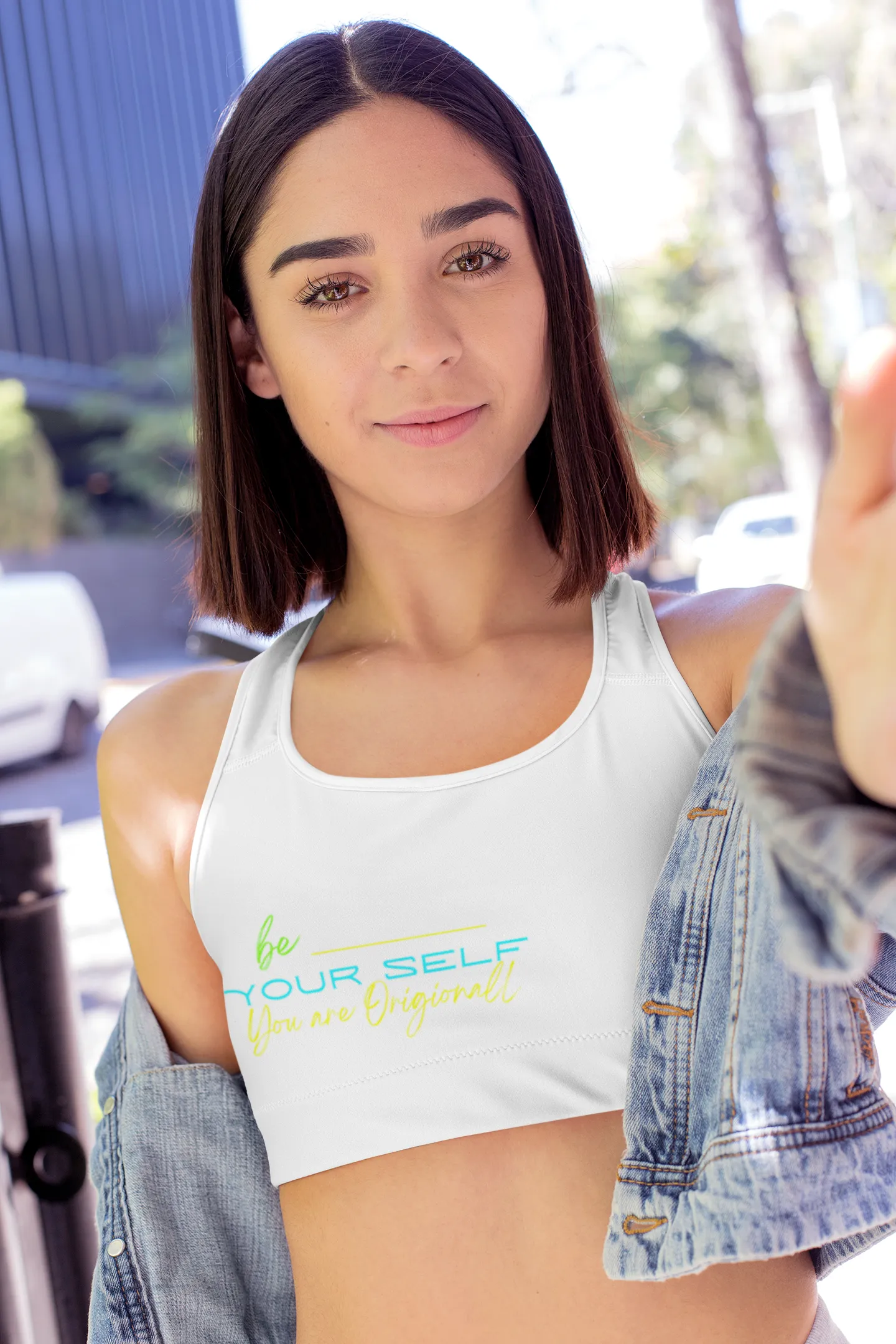 Sports Bra ( Be Yourself ) White