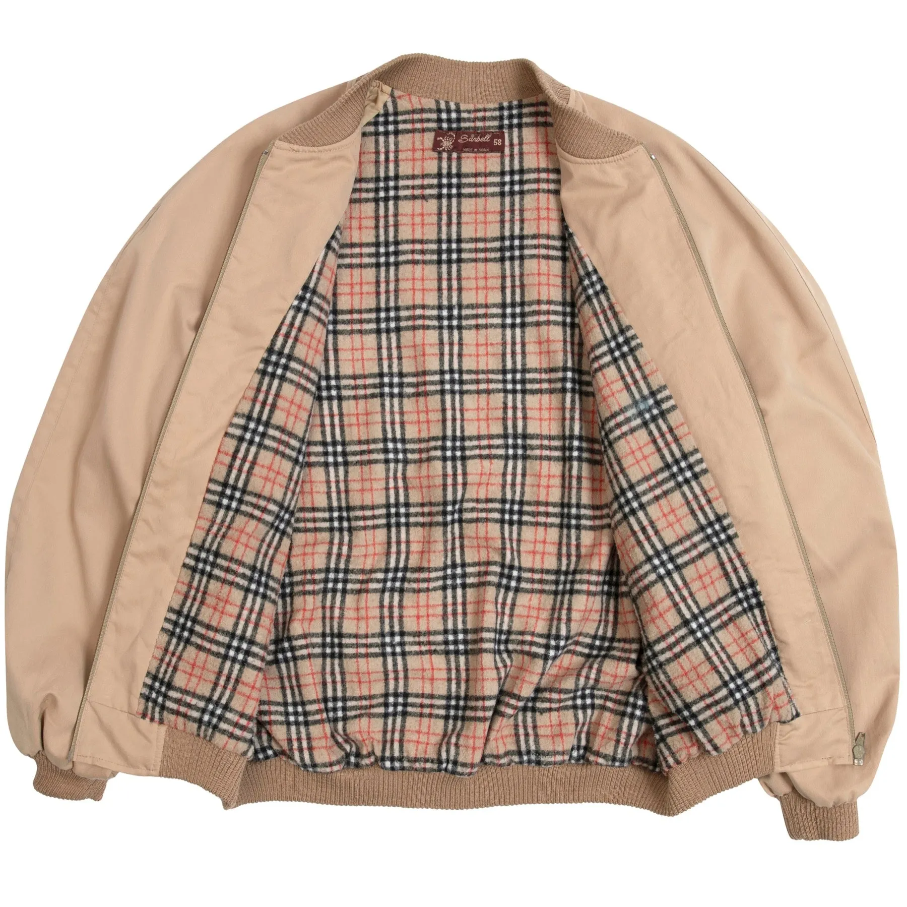 Twill Weave Brushed Wool Burberry Check Lined Bomber