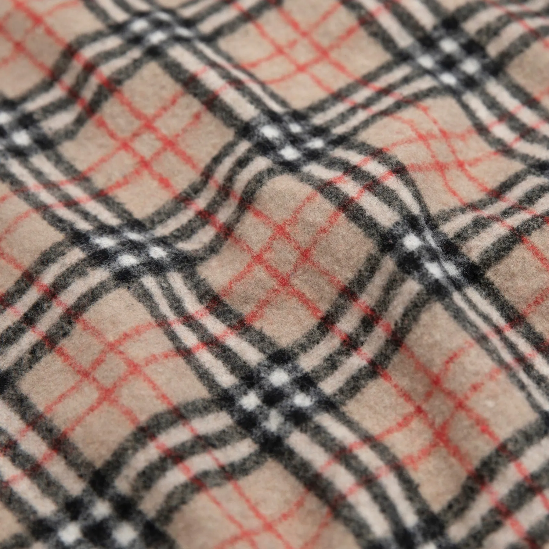 Twill Weave Brushed Wool Burberry Check Lined Bomber