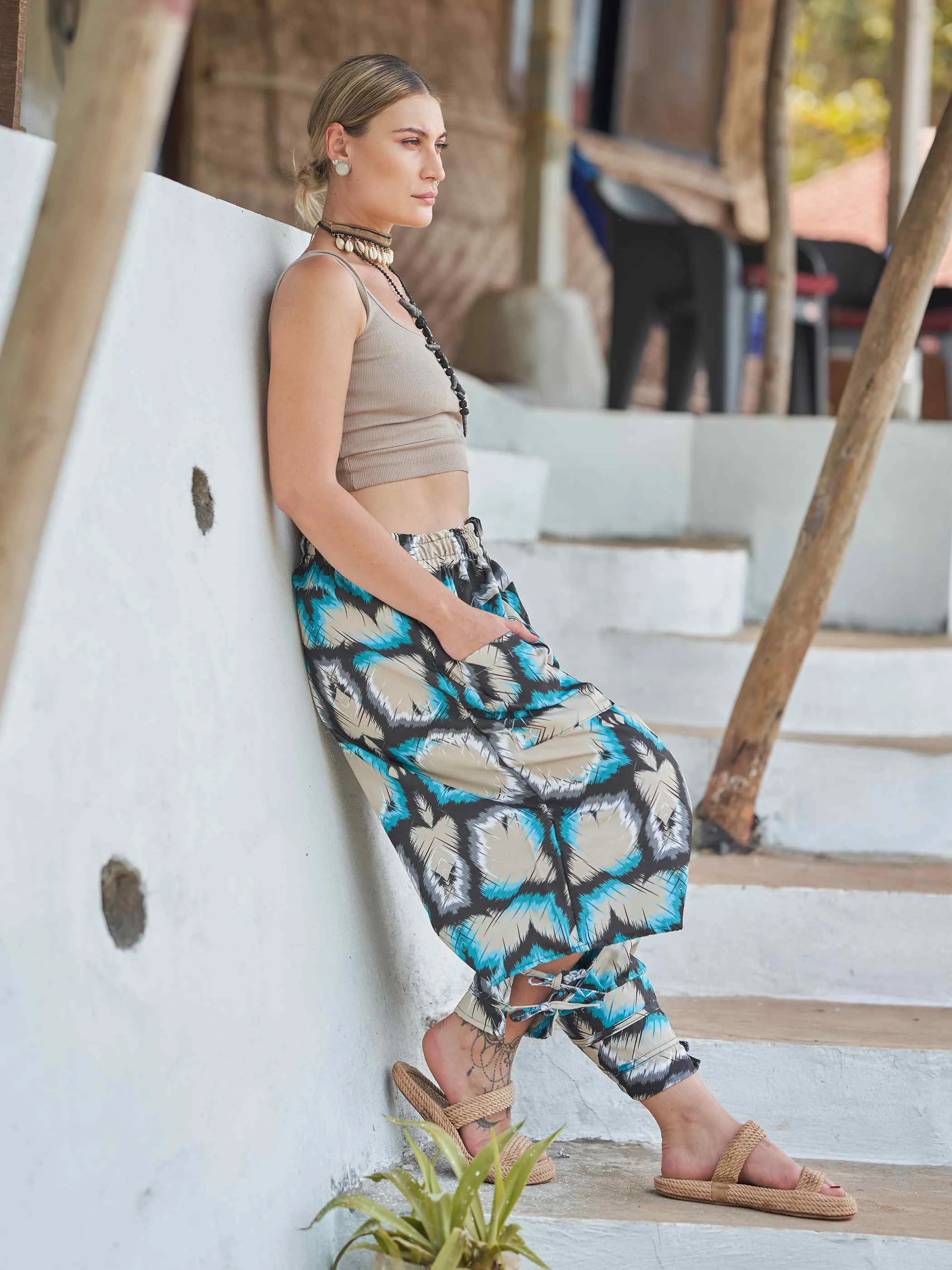 Women's Tie Dye Look Bohemian Hippy Harem Pants For Yoga Travel Dance
