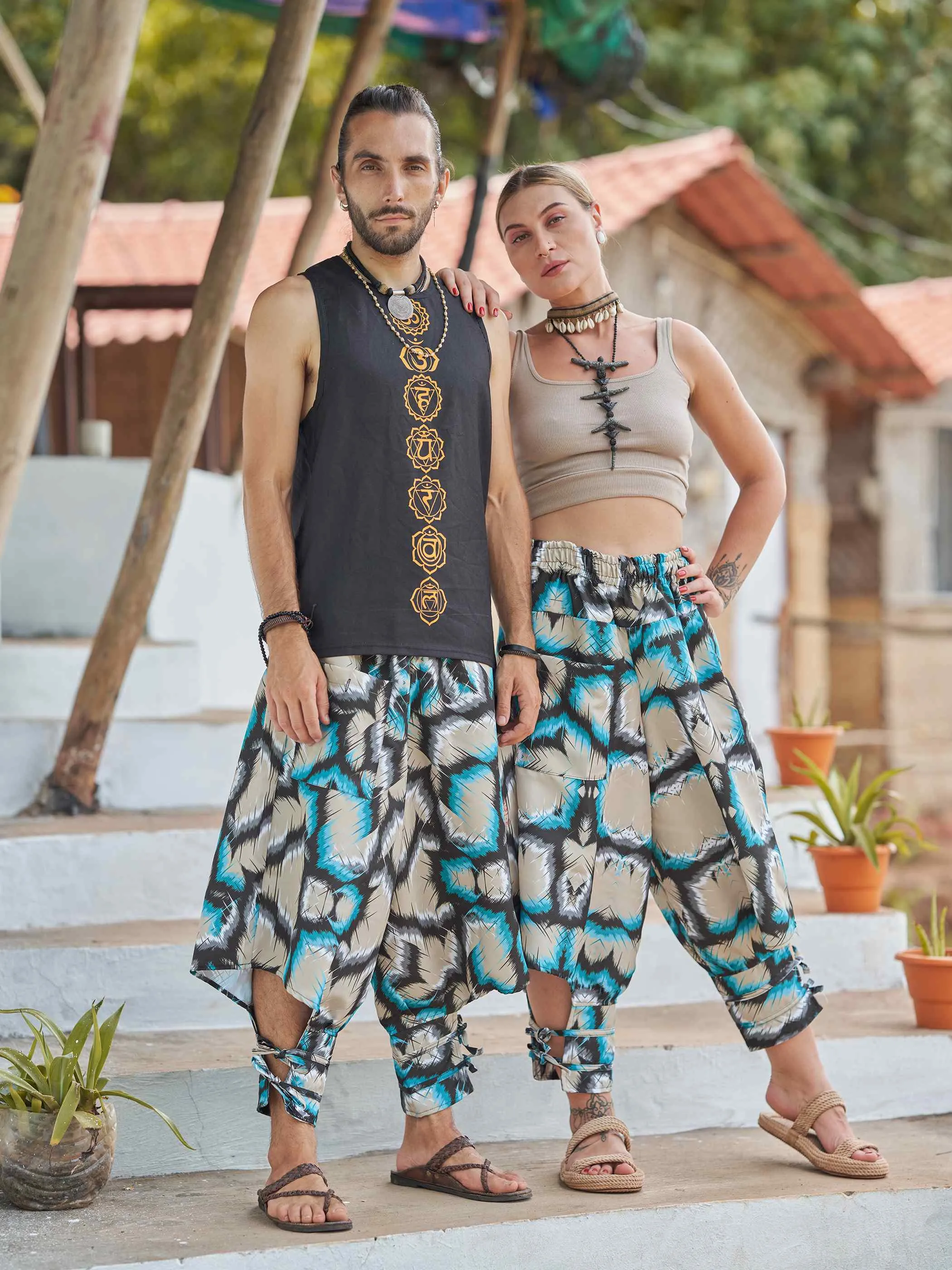 Women's Tie Dye Look Bohemian Hippy Harem Pants For Yoga Travel Dance